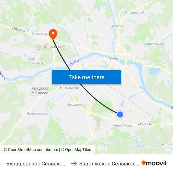 Бурашевское Сельское Поселение to Заволжское Сельское Поселение map