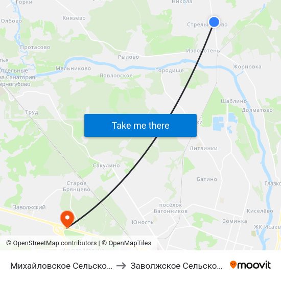 Михайловское Сельское Поселение to Заволжское Сельское Поселение map