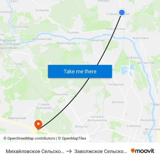 Михайловское Сельское Поселение to Заволжское Сельское Поселение map