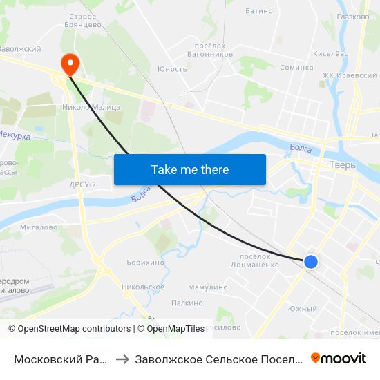 Московский Район to Заволжское Сельское Поселение map