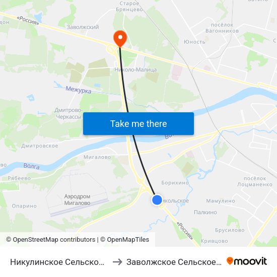 Никулинское Сельское Поселение to Заволжское Сельское Поселение map
