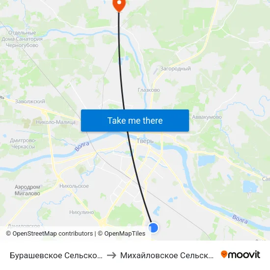 Бурашевское Сельское Поселение to Михайловское Сельское Поселение map