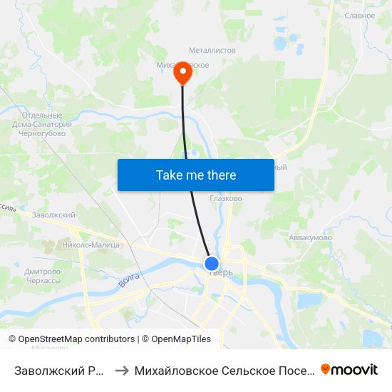 Заволжский Район to Михайловское Сельское Поселение map