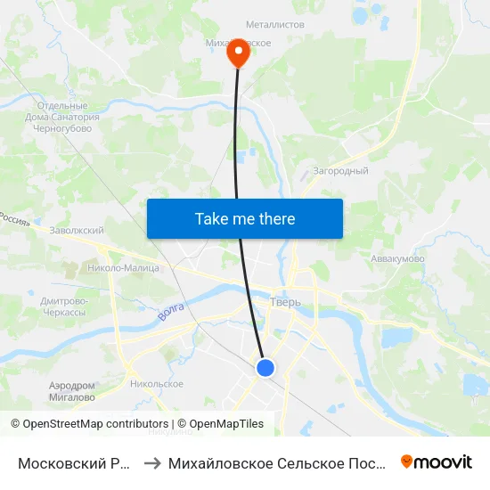 Московский Район to Михайловское Сельское Поселение map