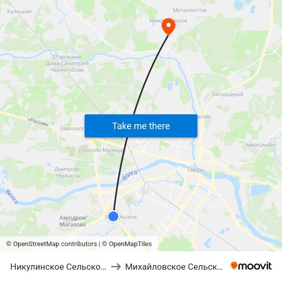 Никулинское Сельское Поселение to Михайловское Сельское Поселение map