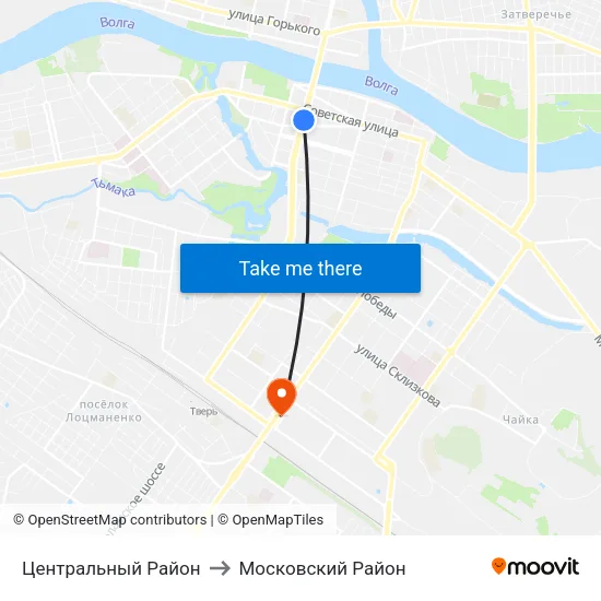 Центральный Район to Московский Район map