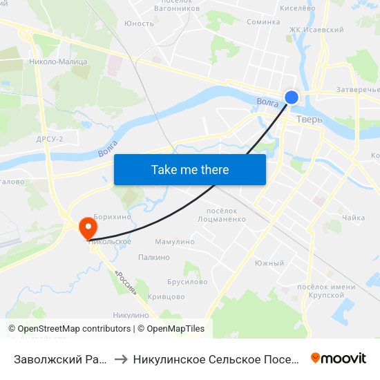 Заволжский Район to Никулинское Сельское Поселение map