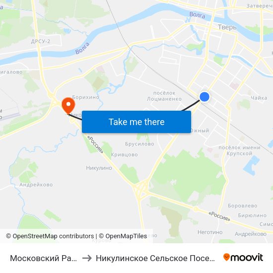 Московский Район to Никулинское Сельское Поселение map