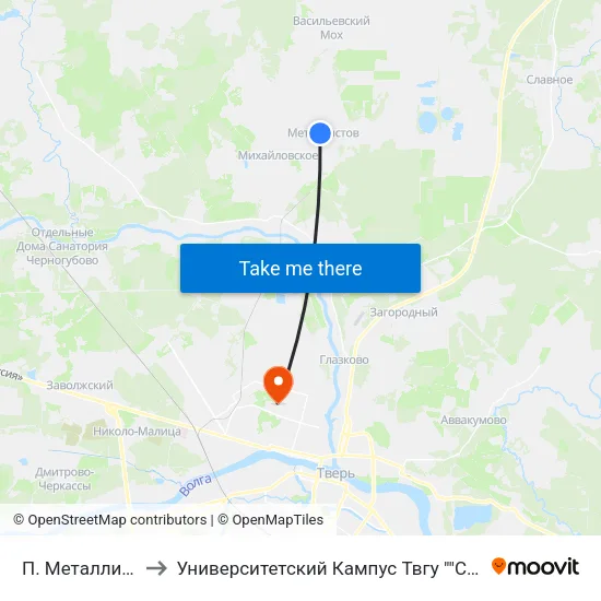 П. Металлистов to Университетский Кампус Твгу ""Соминка"" map