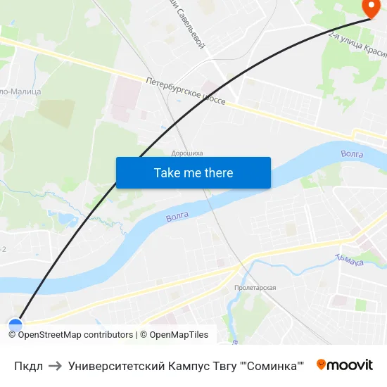 Пкдл to Университетский Кампус Твгу ""Соминка"" map