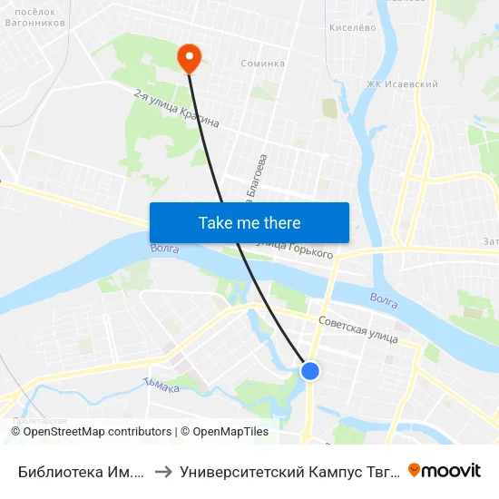Библиотека Им. Герцена to Университетский Кампус Твгу ""Соминка"" map