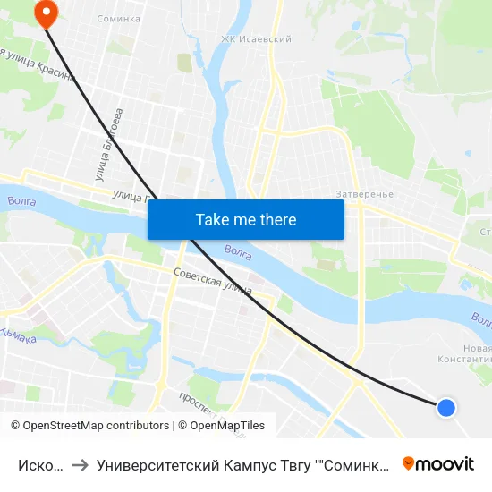 Искож to Университетский Кампус Твгу ""Соминка"" map