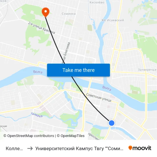 Колледж to Университетский Кампус Твгу ""Соминка"" map
