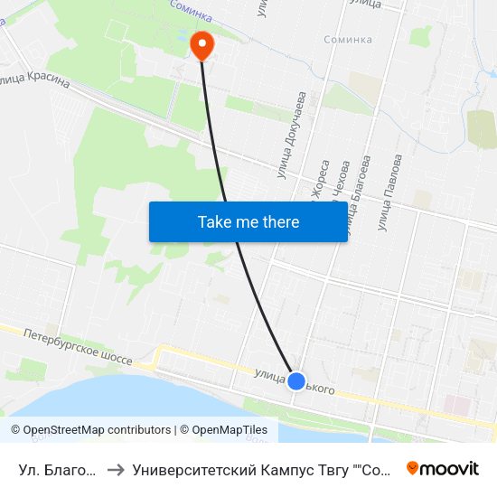 Ул. Благоева to Университетский Кампус Твгу ""Соминка"" map