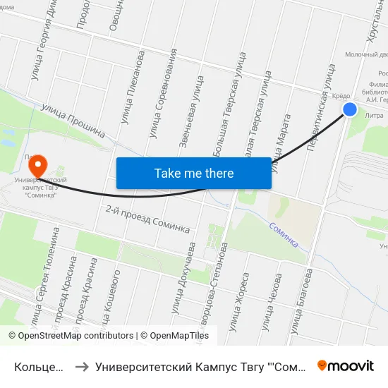 Кольцевая to Университетский Кампус Твгу ""Соминка"" map