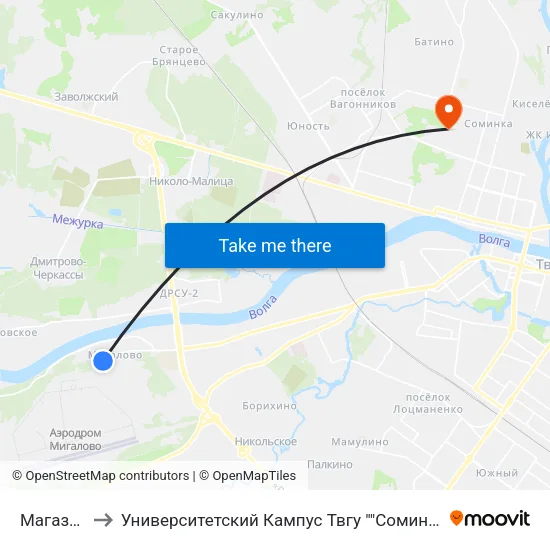 Магазин to Университетский Кампус Твгу ""Соминка"" map