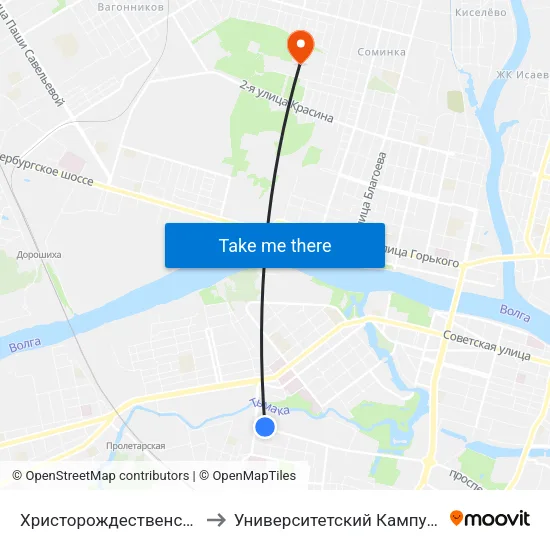 Христорождественский Монастырь to Университетский Кампус Твгу ""Соминка"" map