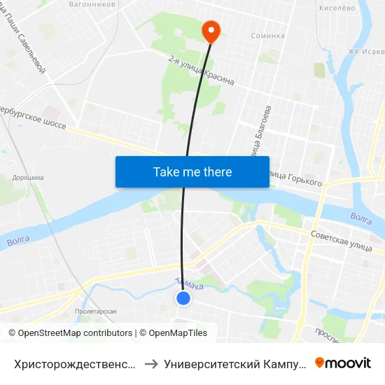Христорождественский Монастырь to Университетский Кампус Твгу ""Соминка"" map