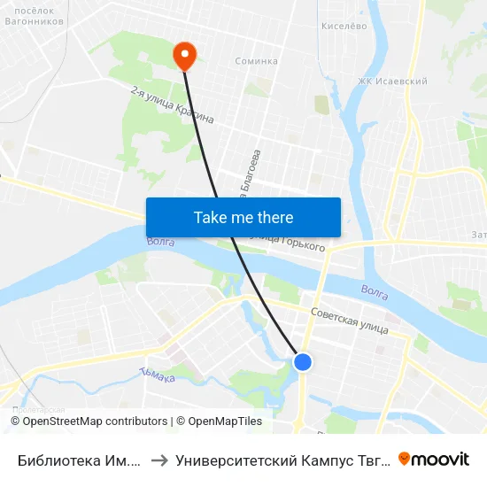 Библиотека Им. Герцена to Университетский Кампус Твгу ""Соминка"" map