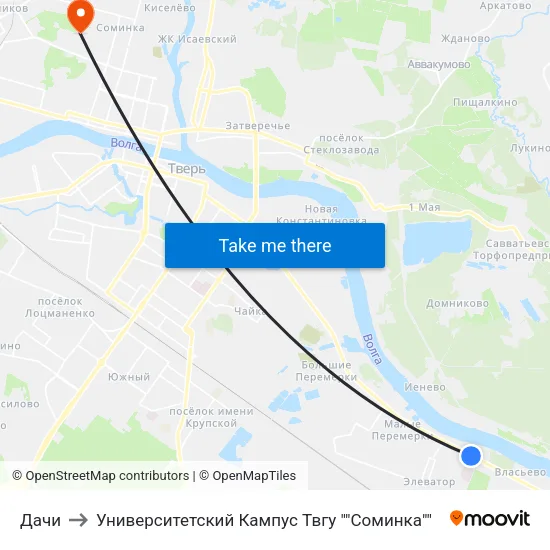 Дачи to Университетский Кампус Твгу ""Соминка"" map