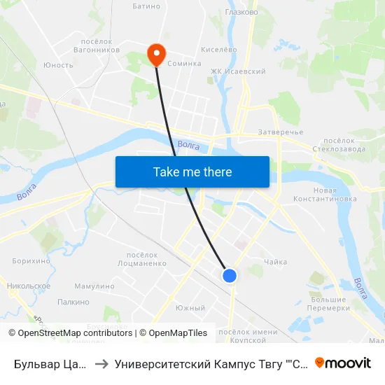 Бульвар Цанова to Университетский Кампус Твгу ""Соминка"" map