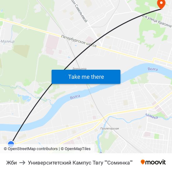 Жби to Университетский Кампус Твгу ""Соминка"" map