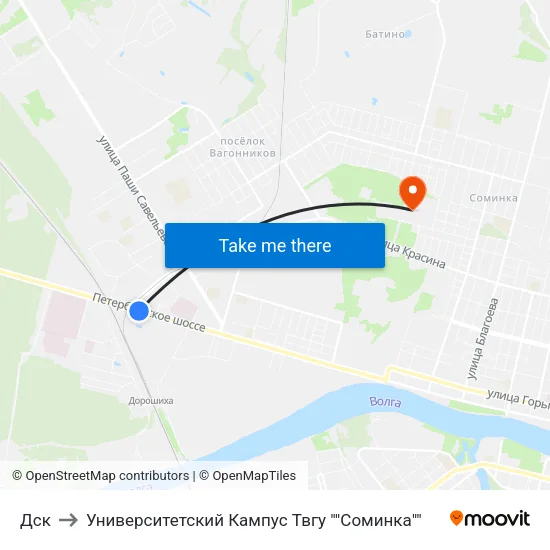 Дск to Университетский Кампус Твгу ""Соминка"" map