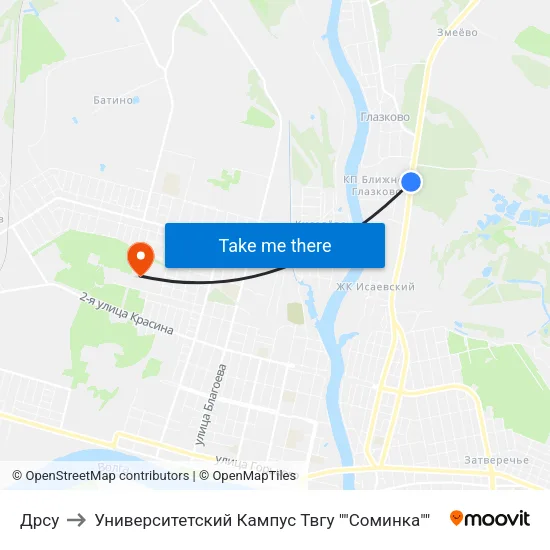 Дрсу to Университетский Кампус Твгу ""Соминка"" map
