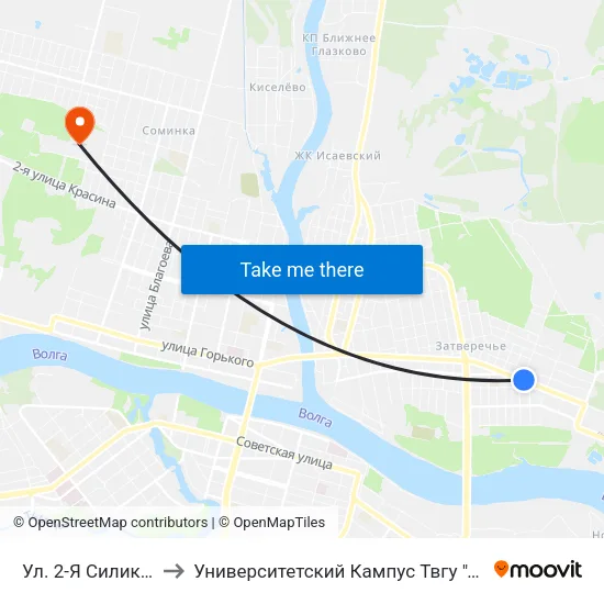 Ул. 2-Я Силикатная to Университетский Кампус Твгу ""Соминка"" map