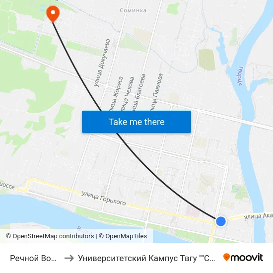 Речной Вокзал to Университетский Кампус Твгу ""Соминка"" map