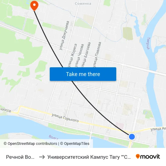 Речной Вокзал to Университетский Кампус Твгу ""Соминка"" map