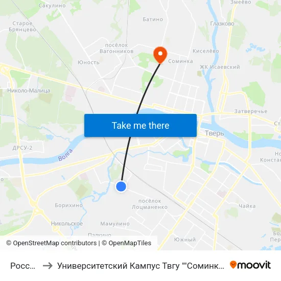 Россия to Университетский Кампус Твгу ""Соминка"" map