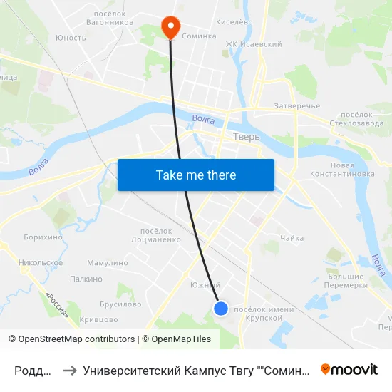 Роддом to Университетский Кампус Твгу ""Соминка"" map