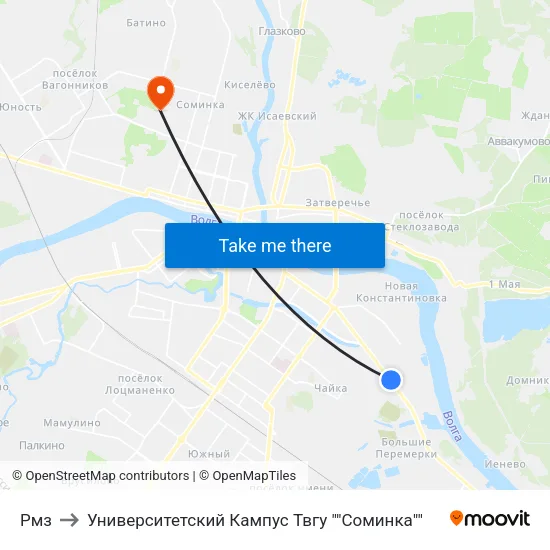 Рмз to Университетский Кампус Твгу ""Соминка"" map