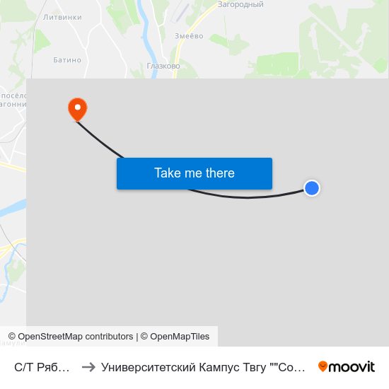С/Т Рябинки to Университетский Кампус Твгу ""Соминка"" map
