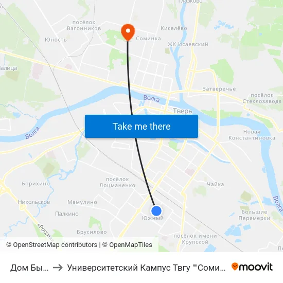 Дом Быта to Университетский Кампус Твгу ""Соминка"" map