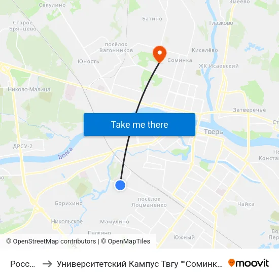 Россия to Университетский Кампус Твгу ""Соминка"" map