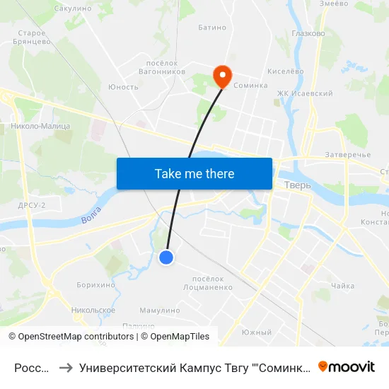 Россия to Университетский Кампус Твгу ""Соминка"" map