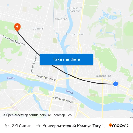 Ул. 2-Я Силикатная to Университетский Кампус Твгу ""Соминка"" map