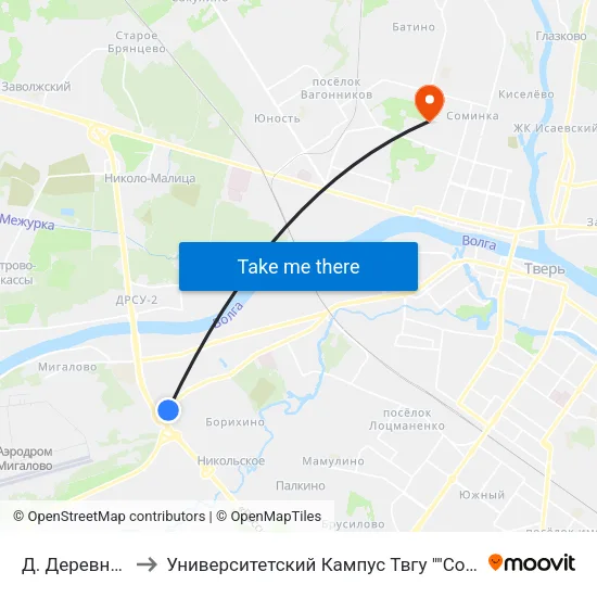 Д. Деревнище to Университетский Кампус Твгу ""Соминка"" map