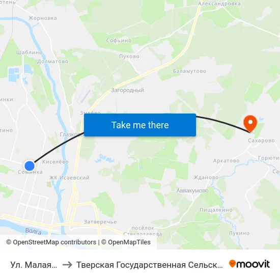 Ул. Малая Тверская to Тверская Государственная Сельскохозяйственная Академия map