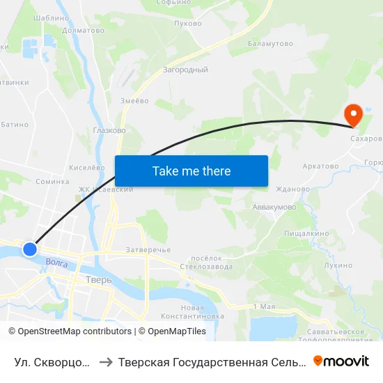 Ул. Скворцова-Степанова to Тверская Государственная Сельскохозяйственная Академия map
