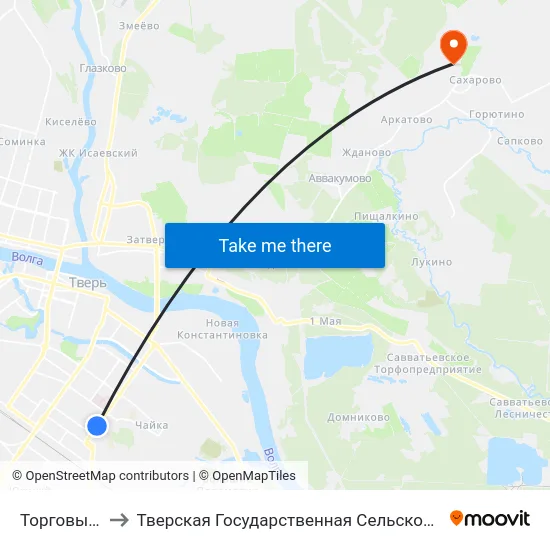 Торговый Центр to Тверская Государственная Сельскохозяйственная Академия map