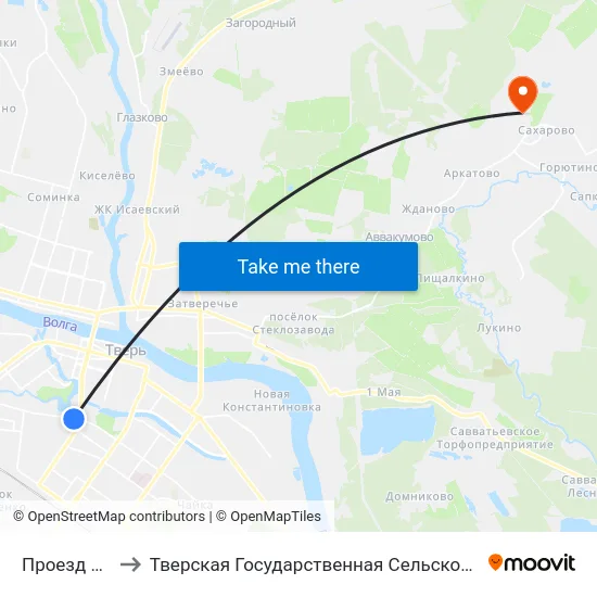 Проезд Дарвина to Тверская Государственная Сельскохозяйственная Академия map