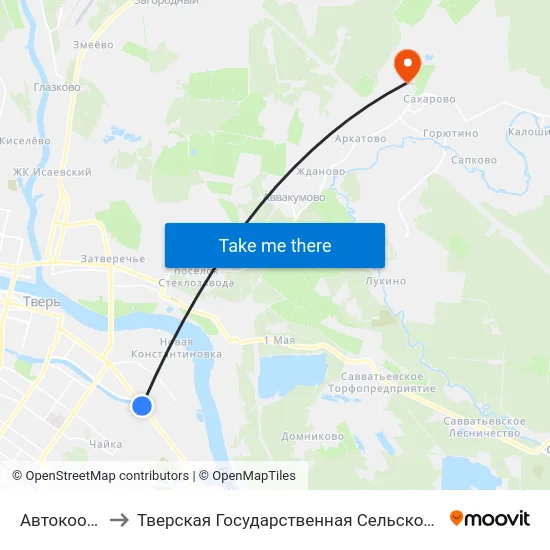 Автокооператив to Тверская Государственная Сельскохозяйственная Академия map