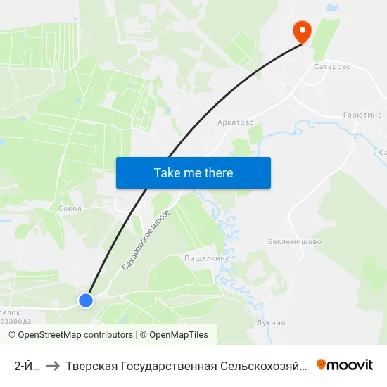 2-Й Км to Тверская Государственная Сельскохозяйственная Академия map