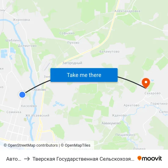 Автобаза to Тверская Государственная Сельскохозяйственная Академия map