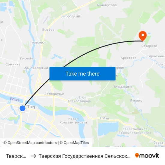 Тверской Пр-Т to Тверская Государственная Сельскохозяйственная Академия map