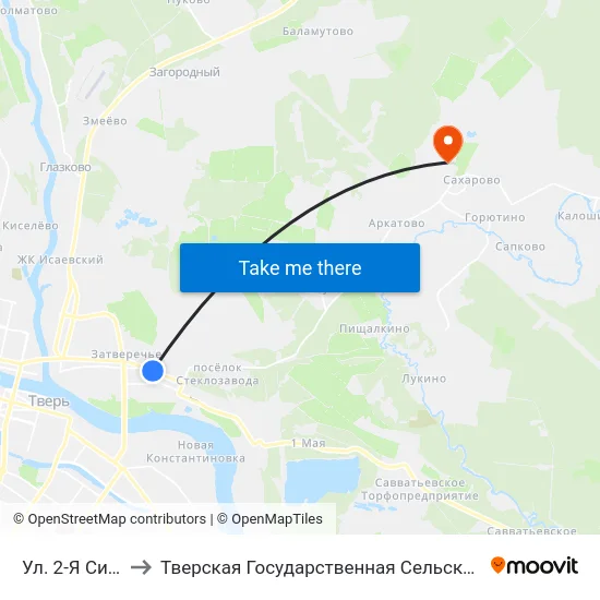 Ул. 2-Я Силикатная to Тверская Государственная Сельскохозяйственная Академия map