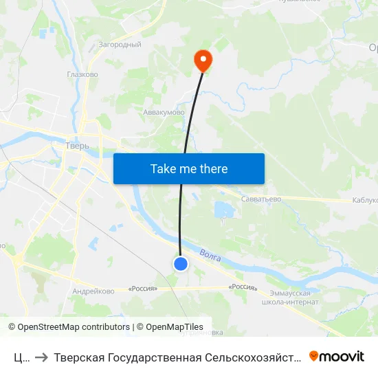 Црб to Тверская Государственная Сельскохозяйственная Академия map